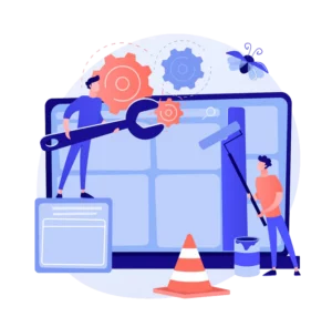 Illustration of WordPress site maintenance with updates, backups, and ethical support