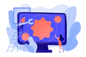 Illustration of operating system care with backup and optimization